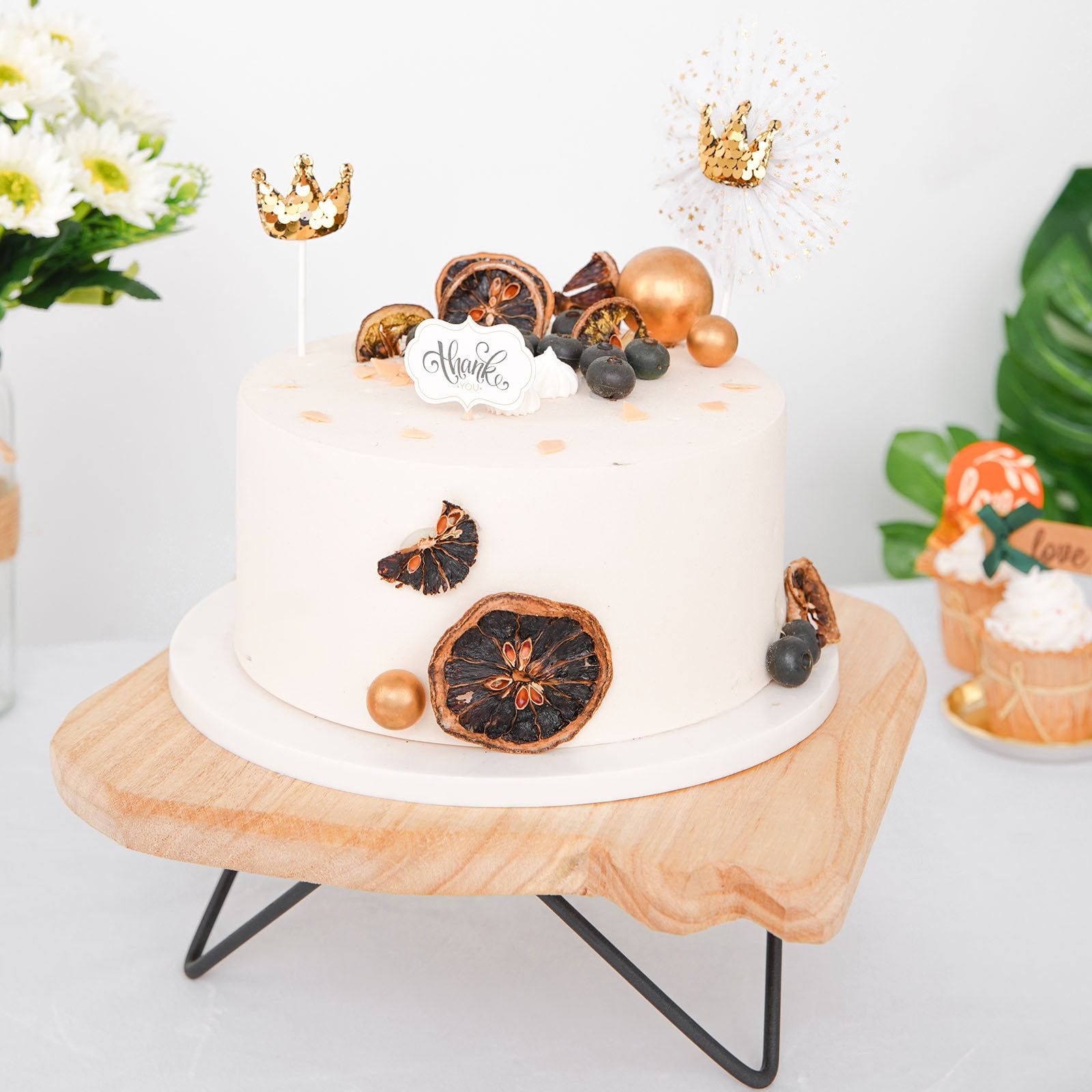 Efavormart 5" Tall |12" Square Natural Wood Slice Cake Cupcake Stand ...