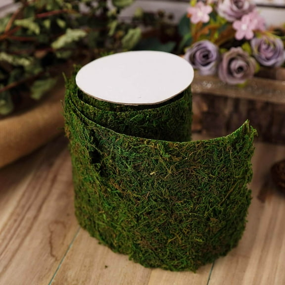Efavormart 5" Wide | 4 Ft Green Preserved Moss Ribbon Rolls For Gift Package Wrapping, Accessories Making and Wedding Decoration