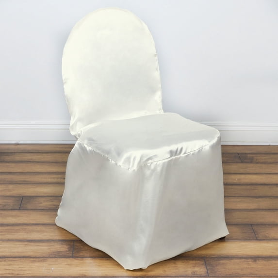 Efavormart 50 PCS Ivory Glossy Satin Banquet Chair Covers, Reusable Elegant Chair Covers