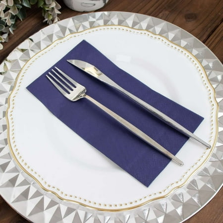Efavormart 50 Pack | 2 Ply Soft Navy Blue Dinner Party Paper Napkins, Wedding Reception Cocktail Beverage Napkins
