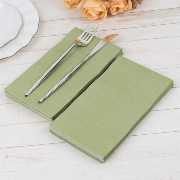 Efavormart 50 Pack | 2 Ply Soft Sage Green Dinner Party Paper Napkins, Wedding Reception Cocktail Beverage Napkins