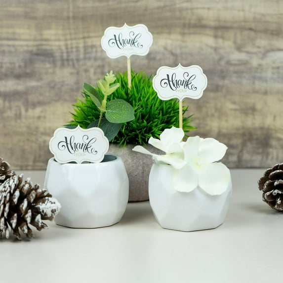 Efavormart 50 Pack | 5" Thank You Tag Cloud Cupcake Toppers, Bamboo Skewers, Decorative Top Cocktail Picks