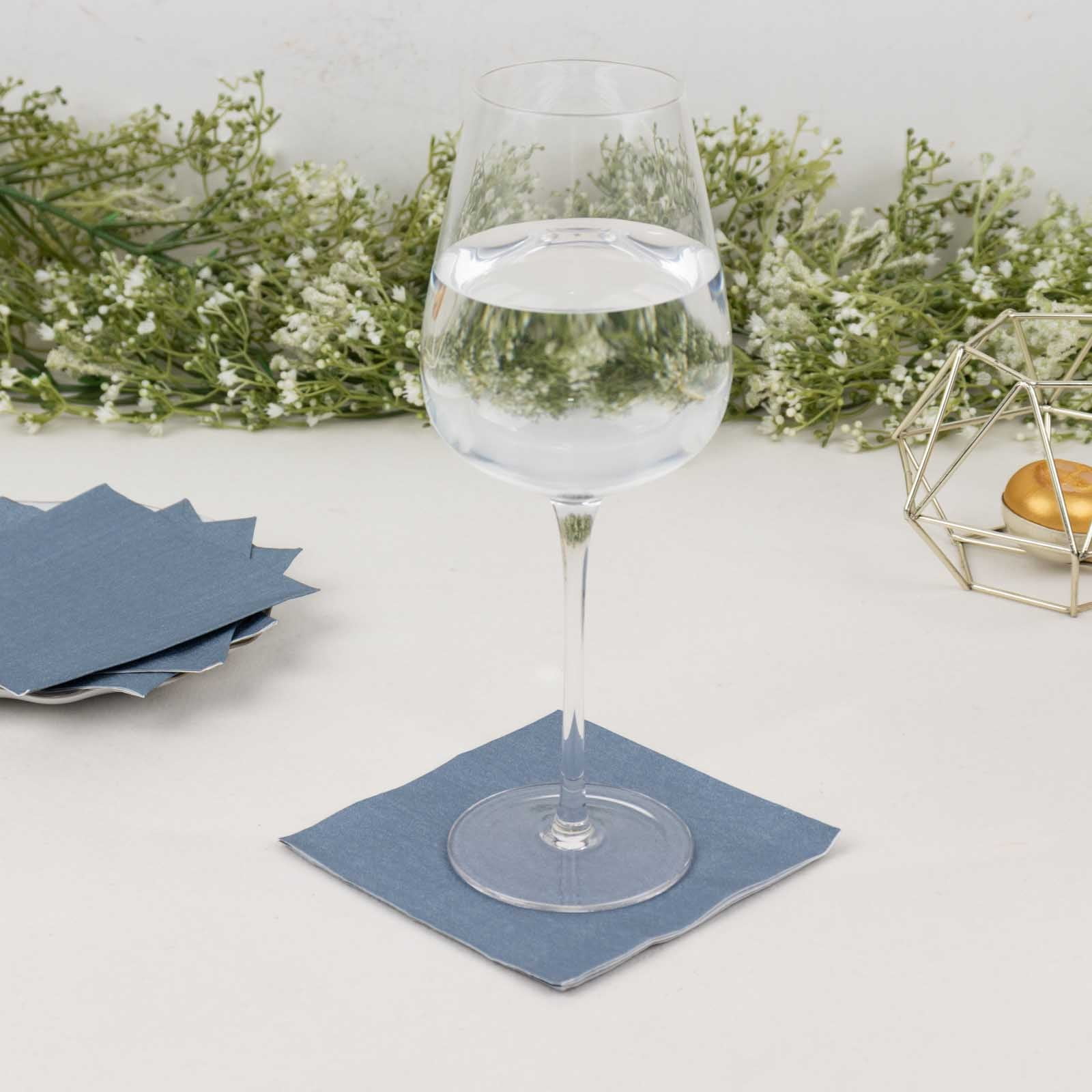 Efavormart 50 Pack | 5"x5" Dusty Blue Soft 2-Ply Paper Beverage Napkins ...