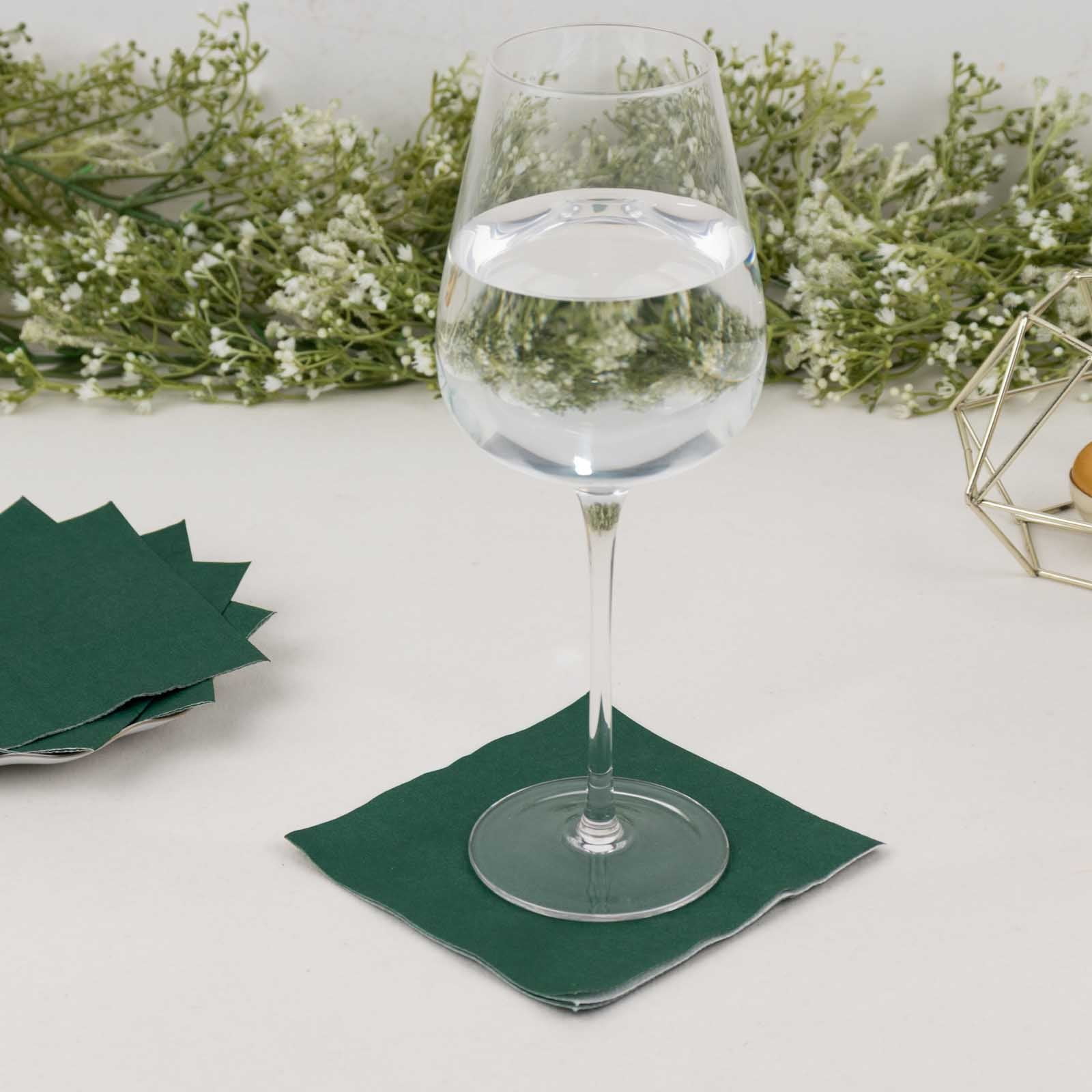 Efavormart 50 Pack | 5"x5" Hunter Emerald Green Soft 2-Ply Paper Beverage Napkins, Disposable ...
