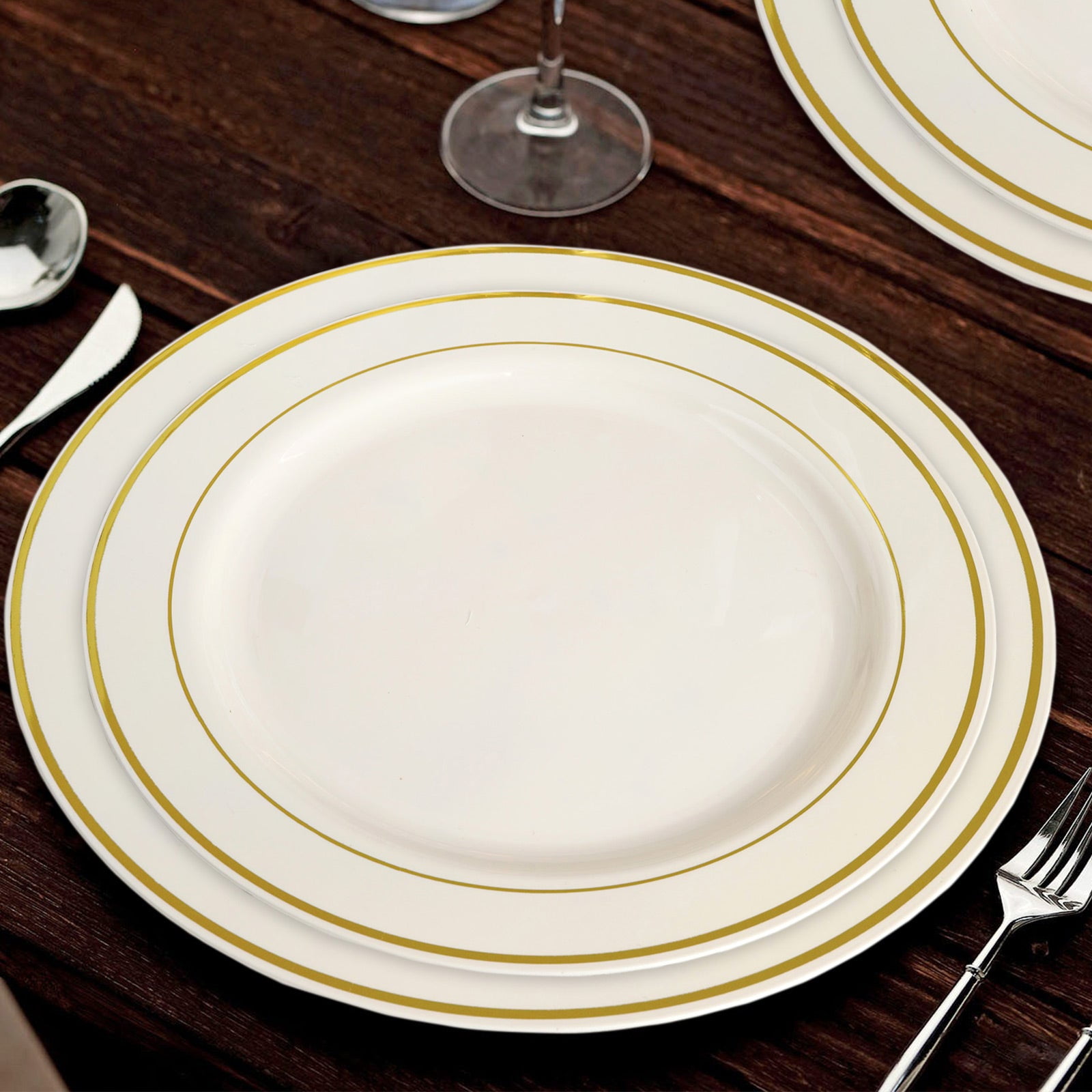Efavormart 50 Pack - 8" Ivory Très Chic Plastic Salad Dessert Plates ...
