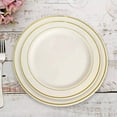 thumbnail image 1 of Efavormart 50 Pack - 8" Ivory Très Chic Plastic Salad Dessert Plates Round With Gold Rim, 1 of 11