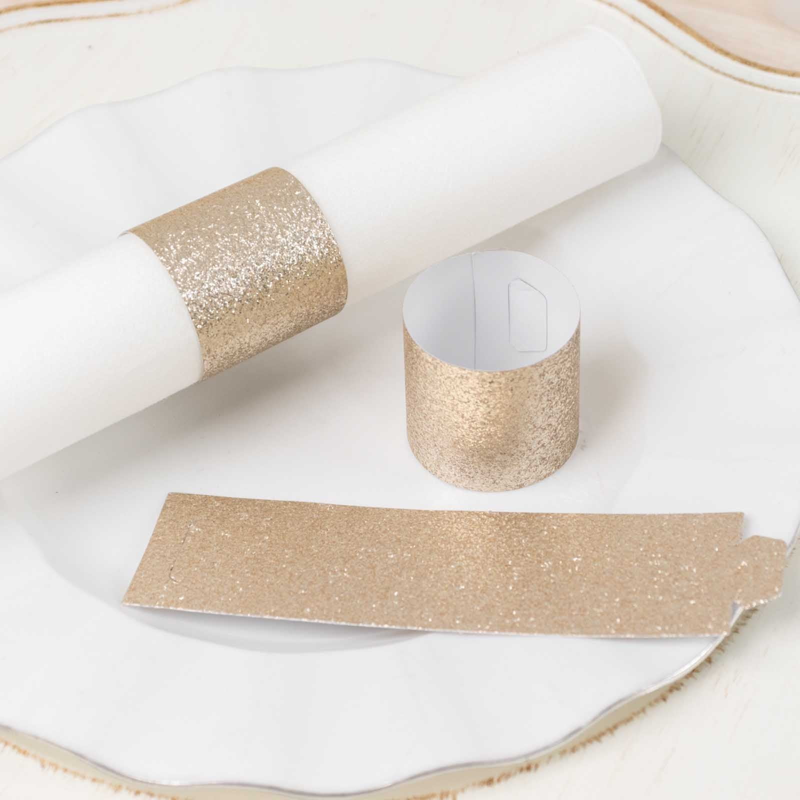 Efavormart 50 Pack Beige Glitter Paper Napkin Rings, Disposable Napkin Holders - 1.5" - Walmart.com