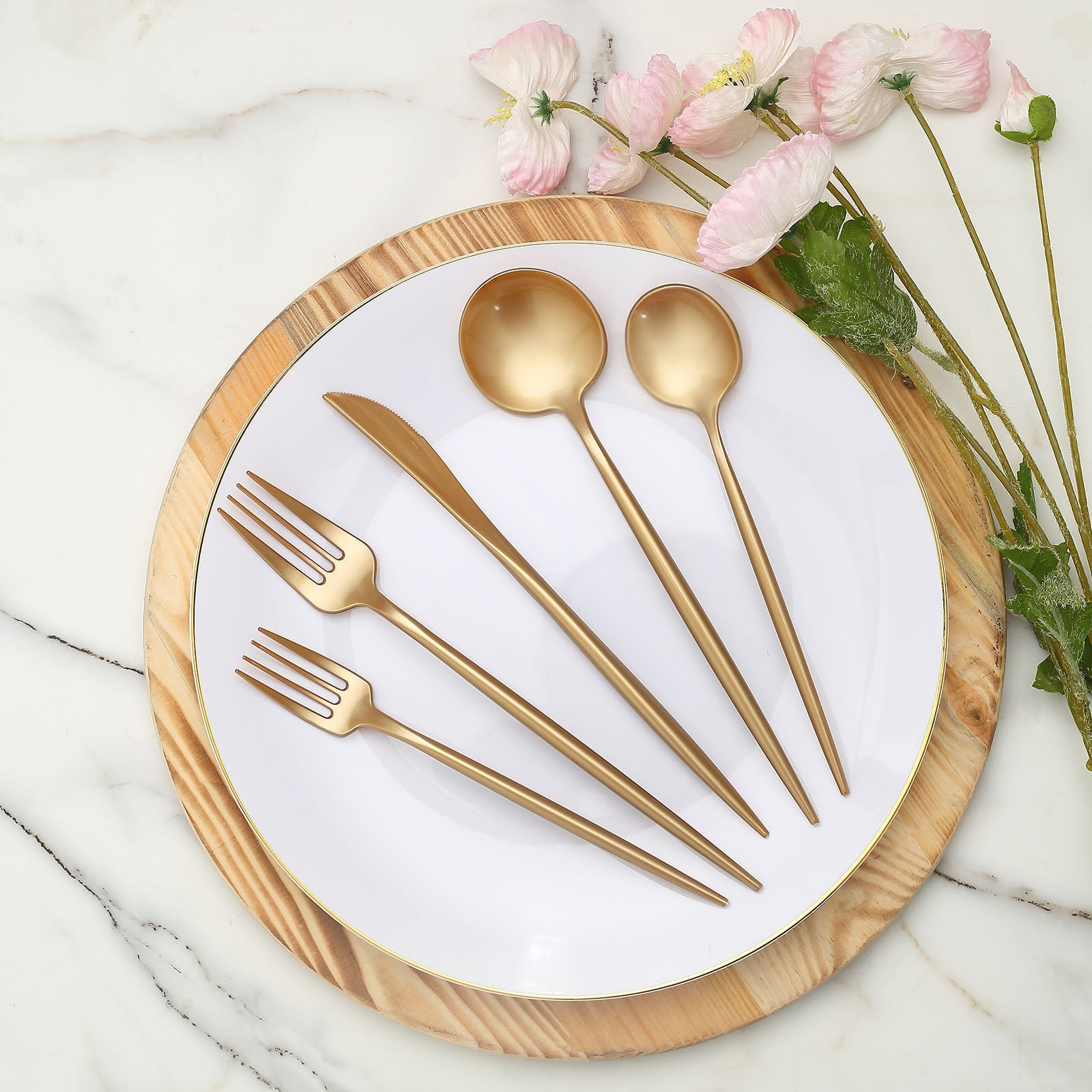 Efavormart 50 Pack | Gold Heavy Duty Plastic Utensil Set, Premium ...