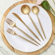 Efavormart 50 Pack | Gold Heavy Duty Plastic Utensil Set, Premium Disposable Sleek Cutlery Flatware