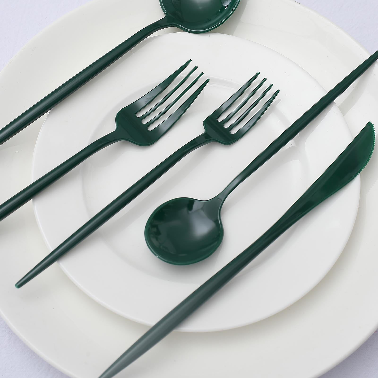 Efavormart 50 Pack | Hunter Emerald Green Heavy Duty Plastic Utensil ...