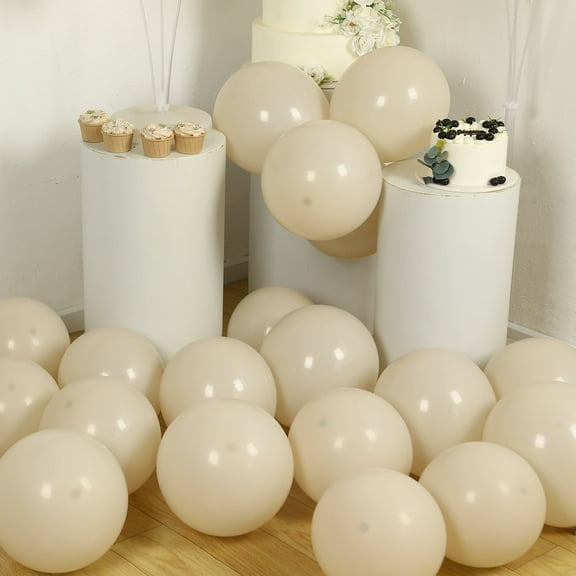 Efavormart 50 Pack Matte Pastel Beige Biodegradable Balloons, Round Eco-friendly Thick Latex Party Balloons - 12"