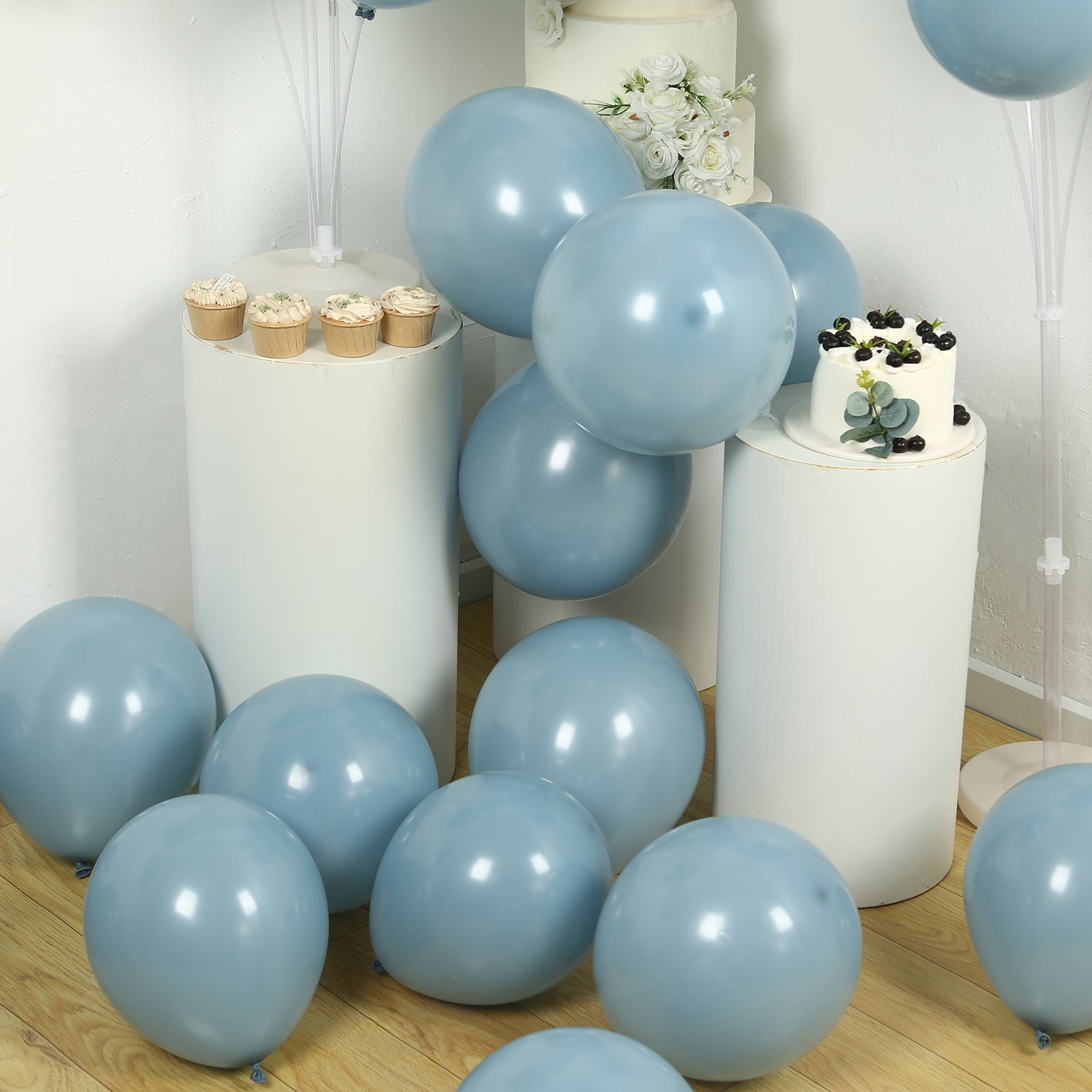 Efavormart 50 Pack Matte Pastel Dusty Blue Biodegradable Balloons ...