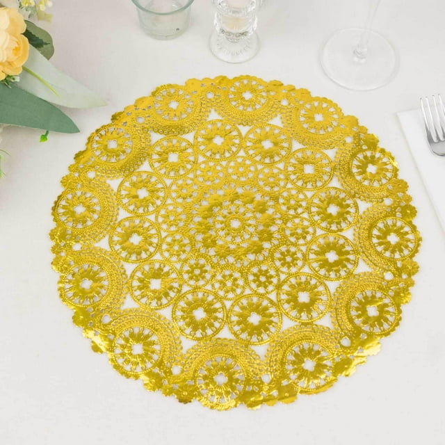Efavormart 50 Pack Metallic Gold Medallion Style Paper Placemats, 12 ...