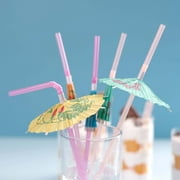 Efavormart 50 Pack | Multi-Colored Umbrella Luau Pool Party Drinking Straws
