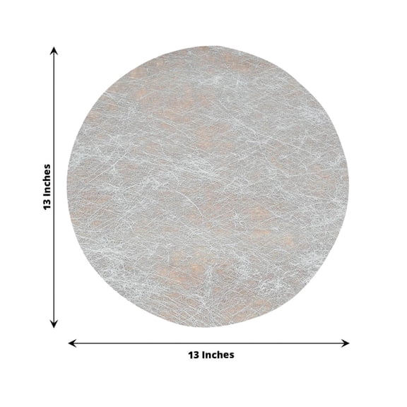 Efavormart 50 Pack Non-Woven Mesh Fiber Round Placemats, 13" Metallic Silver Disposable Table Mats for Dining & Events