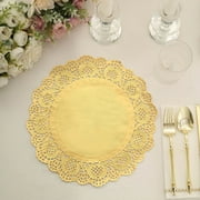 Efavormart 50 Pack Round Gold Paper Doilies, Food Grade Lace Paper Placemats - 12