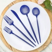 Efavormart 50 Pack | Royal Blue Heavy Duty Plastic Utensil Set, Premium Disposable Sleek Cutlery Flatware