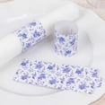 thumbnail image 1 of Efavormart 50 Pack White Blue Paper Napkin Rings with Chinoiserie Floral Print, Disposable Napkin Holders Bands - 1.5", 1 of 11