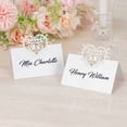 thumbnail image 1 of Efavormart 50 Pack White Wedding Table Name Place Cards with Laser Cut Hollow Heart Design Top, Printable Reservation Seating Tent Cards - 210 GSM, 1 of 11