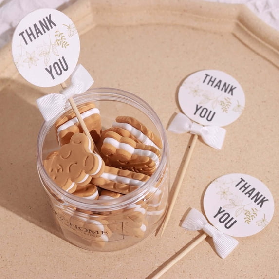 Efavormart 50 Pcs | 1.5" White Grosgrain Pre Tied Ribbon Bows, Gift Basket Party Favor Bags Decor - Polyester