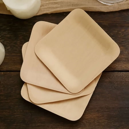 Efavormart 50 Pcs - Sleek Disposable Natural Bamboo 3.5" Square Plates For Wedding Events Birthday Restaurant Dining Tableware