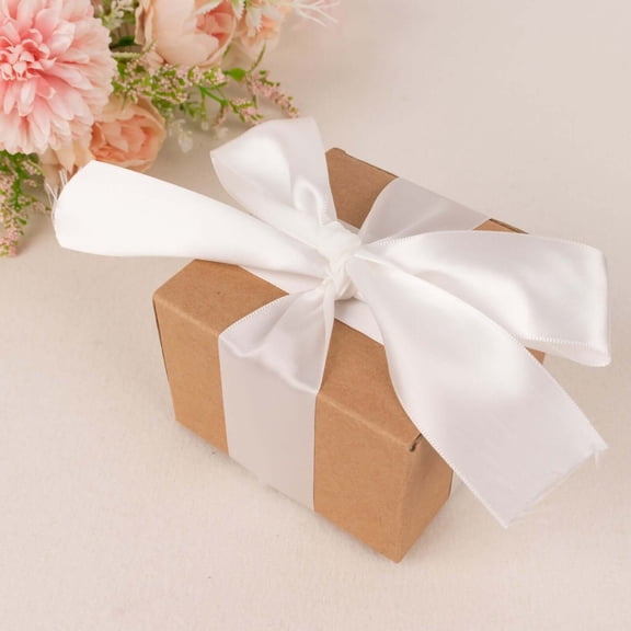 Efavormart 50 Yards 1.5" Satin Ribbon For Gift Package Wrapping, Hair Bow Clips & Accessories Making Crafting Wedding Decoration-White