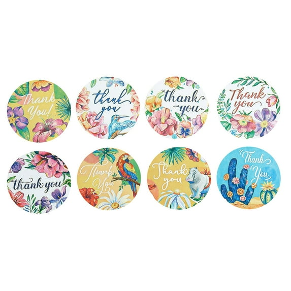 Efavormart 500PCS - 1.5" Round Thank You Stickers Roll With Tropical Floral Decor Styles, Envelope Seal Labels for DIY, Party, Weddings, Baby showers Packaging, Wrapping, Gifts Decorations