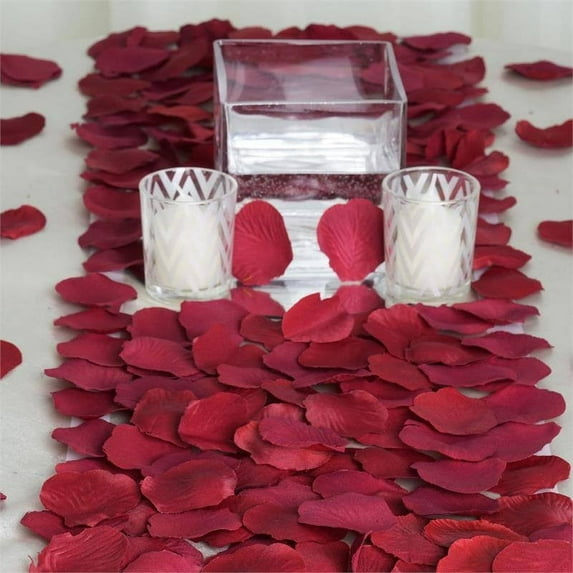 Efavormart 500pcs Artifical Rose Petals for Wedding Aisle Party Favor Jewelry Candy Sheer Flower Decoration - Burgundy