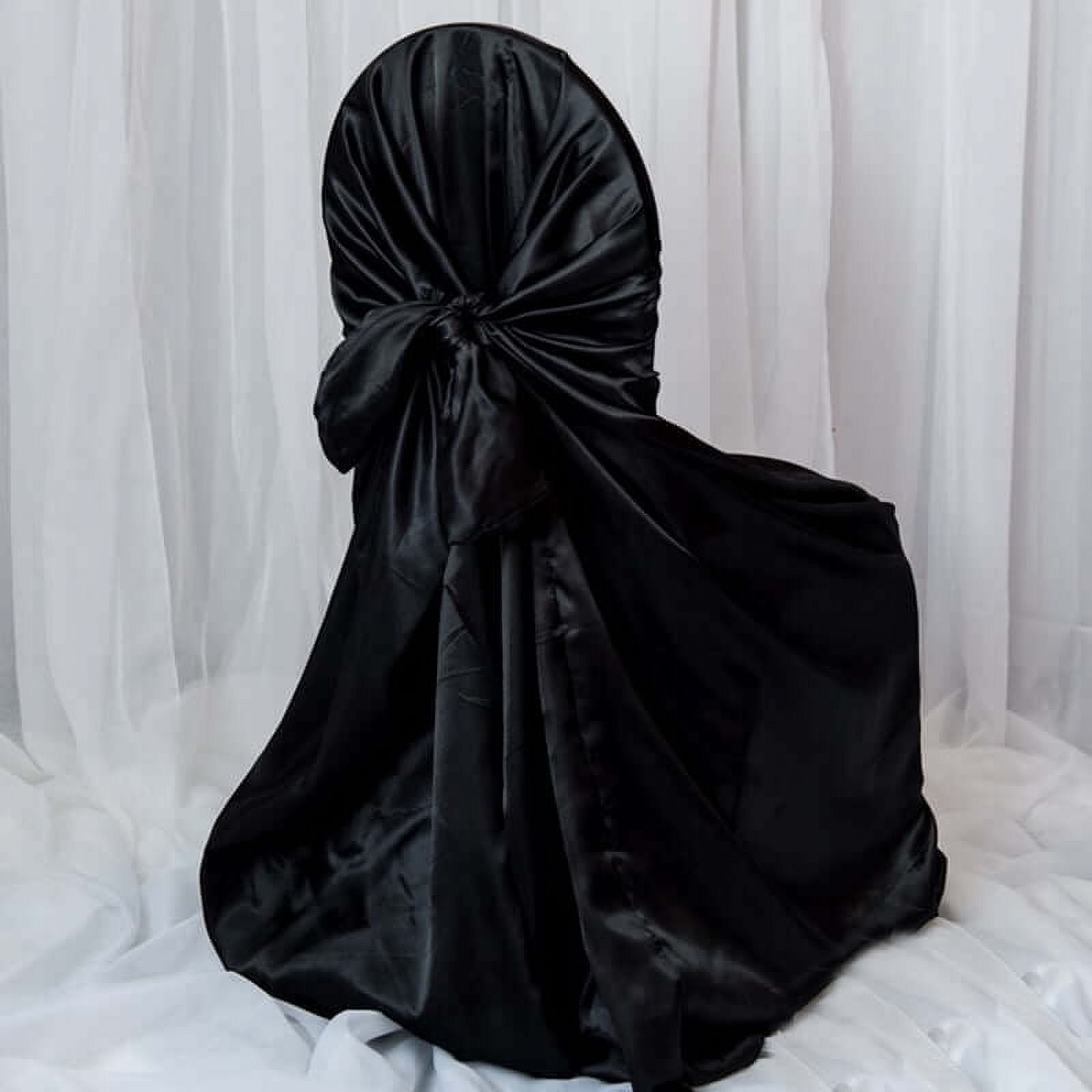 Black Satin Universal Chair Covers for Events and Weddings