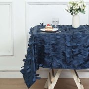 Efavormart 54" Square Leaf Petal Taffeta Tablecloth - Decorative 3D Leaf Ruffle Table Cover for Forest Party, Wedding, Event, Dessert Tables - Navy Blue