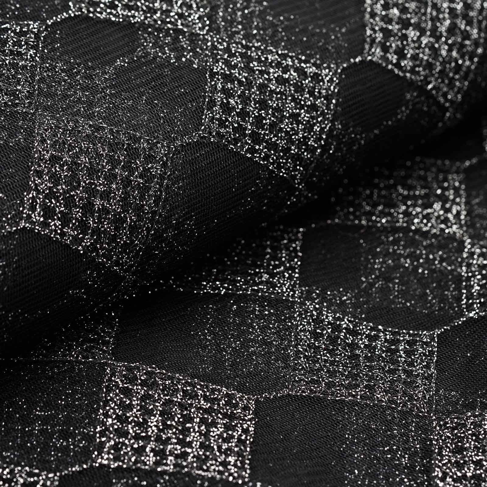 Efavormart 54 inch x 4 yards Checkerboard with Silver Thread Fabric ...
