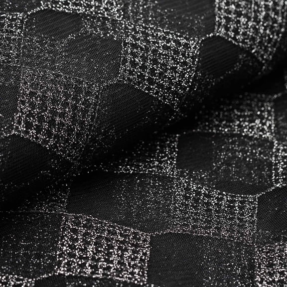Efavormart 54 inch x 4 yards Checkerboard with Silver Thread Fabric Bolt Sewing Craft Bridal Supplies For Wedding - Black / Silver