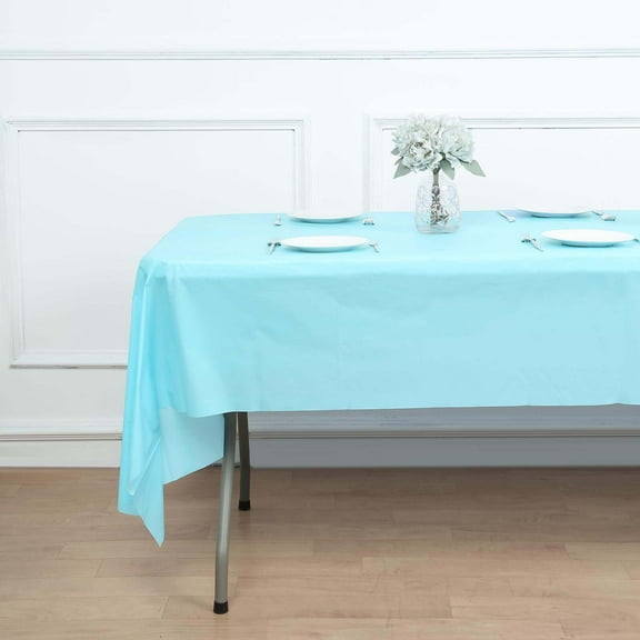 Efavormart 54" x 108" Serenity Blue 10 Mil Thick Waterproof Tablecloth PVC Rectangle Disposable Tablecloth