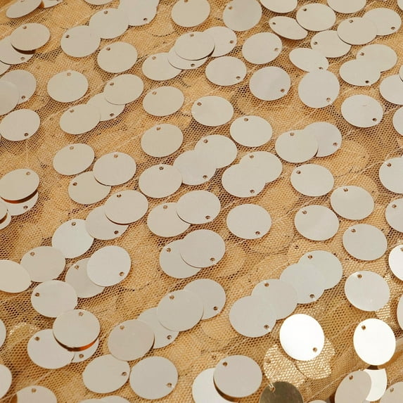 Efavormart 54" x 4 Yards Gold Payette Sequin Fabric Roll with Mesh Fabric Base