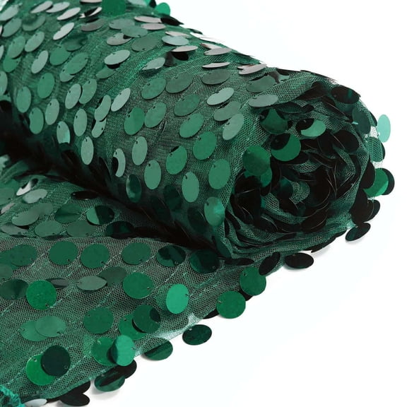 Efavormart 54" x 4 Yards - Payette Sequin Fabric Roll with Mesh Fabric Base for Event Decorations, Wedding Cake, Birthdays, Baby Shower - Hunter Emerald Green