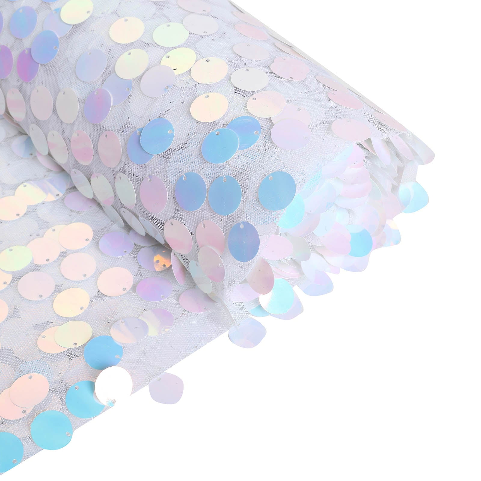 Efavormart 54" x 4Yards - Iridescent Blue Payette Sequin Fabric Roll with Mesh Fabric Base
