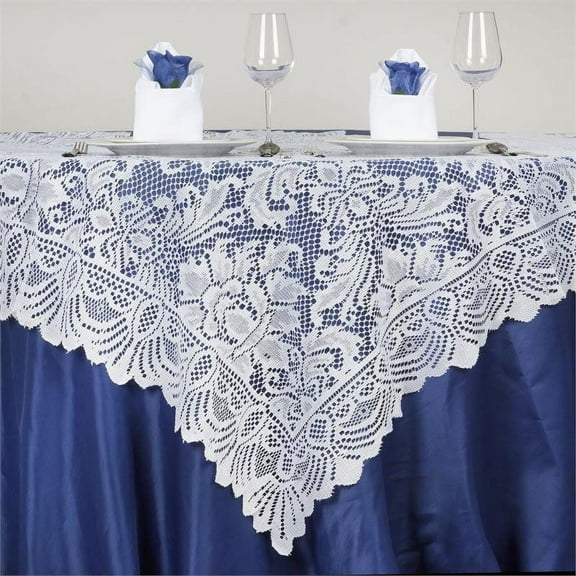 Efavormart 54" x 54" White JOLLY GOOD Lace Table Overlay For Table Decoration