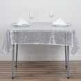 thumbnail image 1 of Efavormart 54" x 54" Wholesale Premium Silver Table Cover Sparkly SEQUIN Square Tablecloth For Banquet Wedding Party, 1 of 3