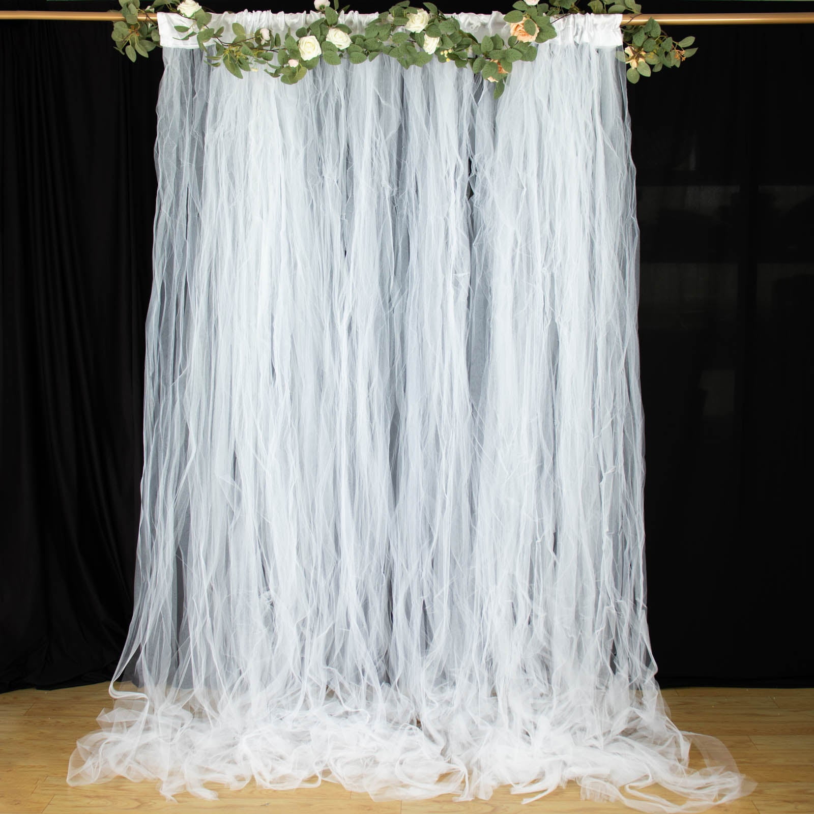 Efavormart 5FTx10FT Double Sided White Sheer Tulle Backdrop Curtain ...