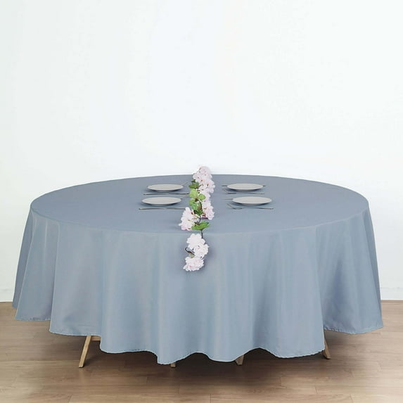 Efavormart 5PCS 108" Wholesale Round Tablecloth Polyester Round Table Linens For Wedding Party Banquet Restaurant - DUSTY BLUE