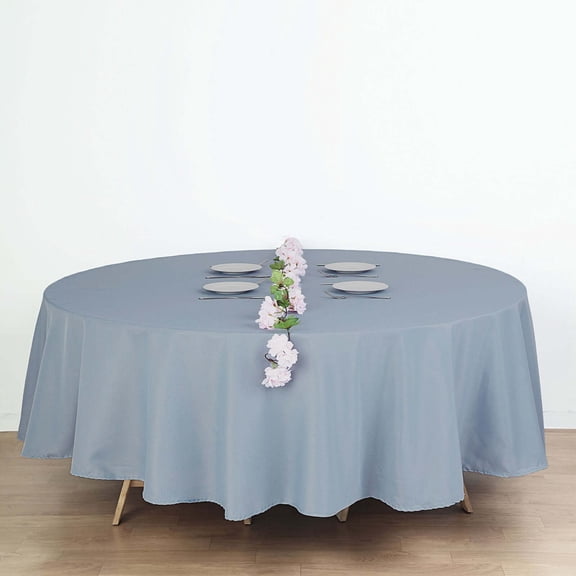 Efavormart 5PCS 108" Wholesale Round Tablecloth Polyester Round Table Linens For Wedding Party Banquet Restaurant - DUSTY BLUE