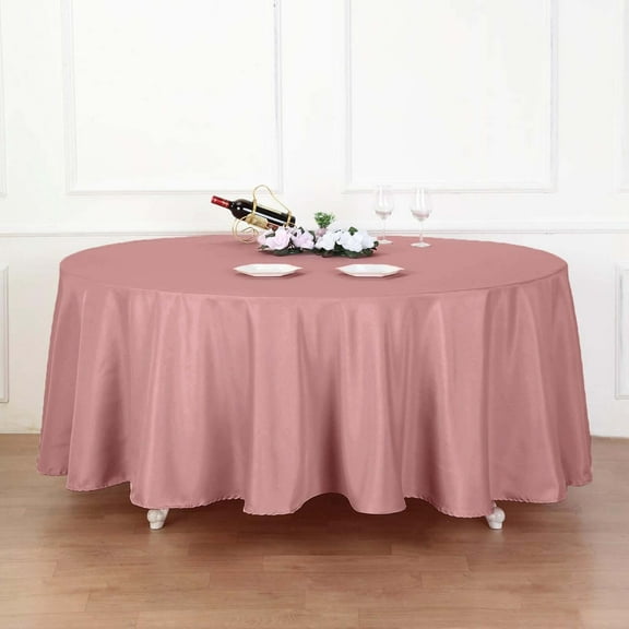 Efavormart 5PCS 108" Wholesale Round Tablecloth Polyester Round Table Linens For Wedding Party Banquet Restaurant - DUSTY ROSE