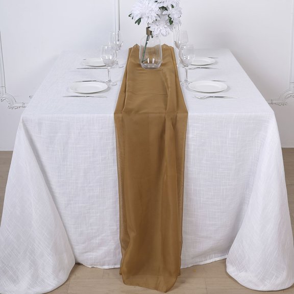 Efavormart 5PCS 22" x 72" Gold Premium Chiffon Table Runner For Weddings Party Banquets Decor Fit Rectangle and Round Table