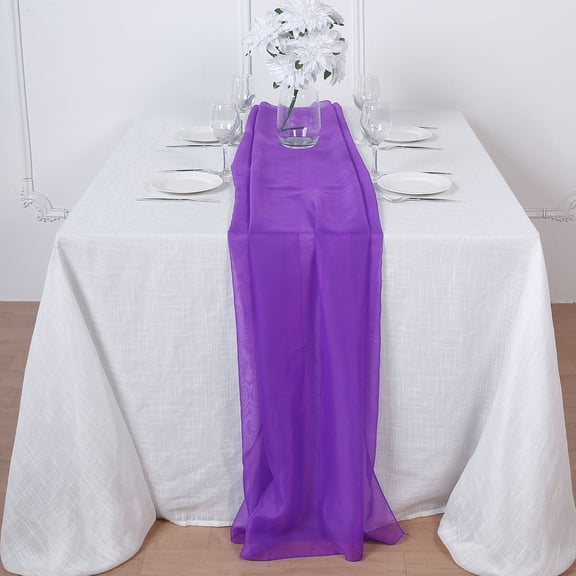 Efavormart 5PCS 22" x 72" Purple Premium Chiffon Table Runner For Weddings Party Banquets Decor Fit Rectangle and Round Table
