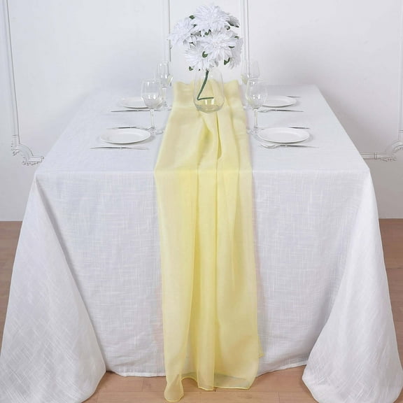 Efavormart 5PCS 22" x 72" Yellow Premium Chiffon Table Runner For Weddings Party Banquets Decor Fit Rectangle and Round Table