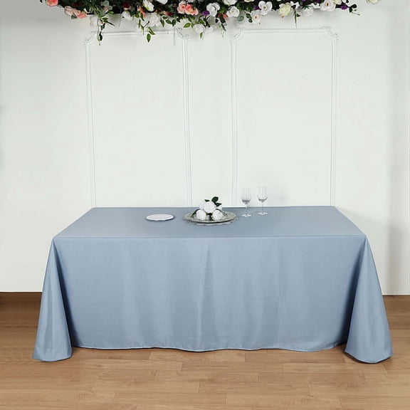 Efavormart 5PCS 90x132" DUSTY BLUE Wholesale Rectangle Polyester Tablecloth Linen Wedding Party Restaurant Tablecloth