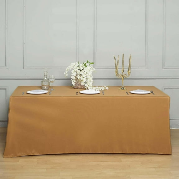 Efavormart 5PCS 90x132" GOLD Wholesale Rectangle Polyester Tablecloth Linen Wedding Party Restaurant Tablecloth