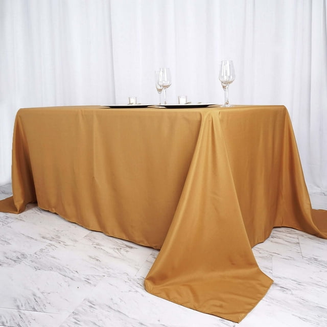 Efavormart 5PCS 90x156" GOLD Wholesale Rectangle Polyester Tablecloth Linen Wedding Party Restaurant Tablecloth