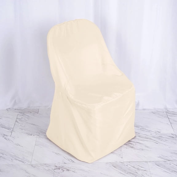Efavormart 5PCS Beige Linen Polyester Folding Chair Cover Dinning Chair Slipcover For Wedding Party Event Banquet Catering