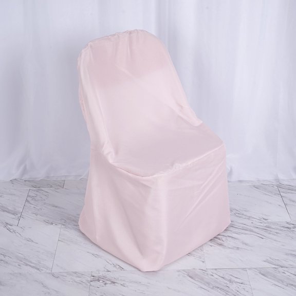 Efavormart 5PCS Blush Linen Polyester Folding Chair Cover Dinning Chair Slipcover For Wedding Party Event Banquet Catering